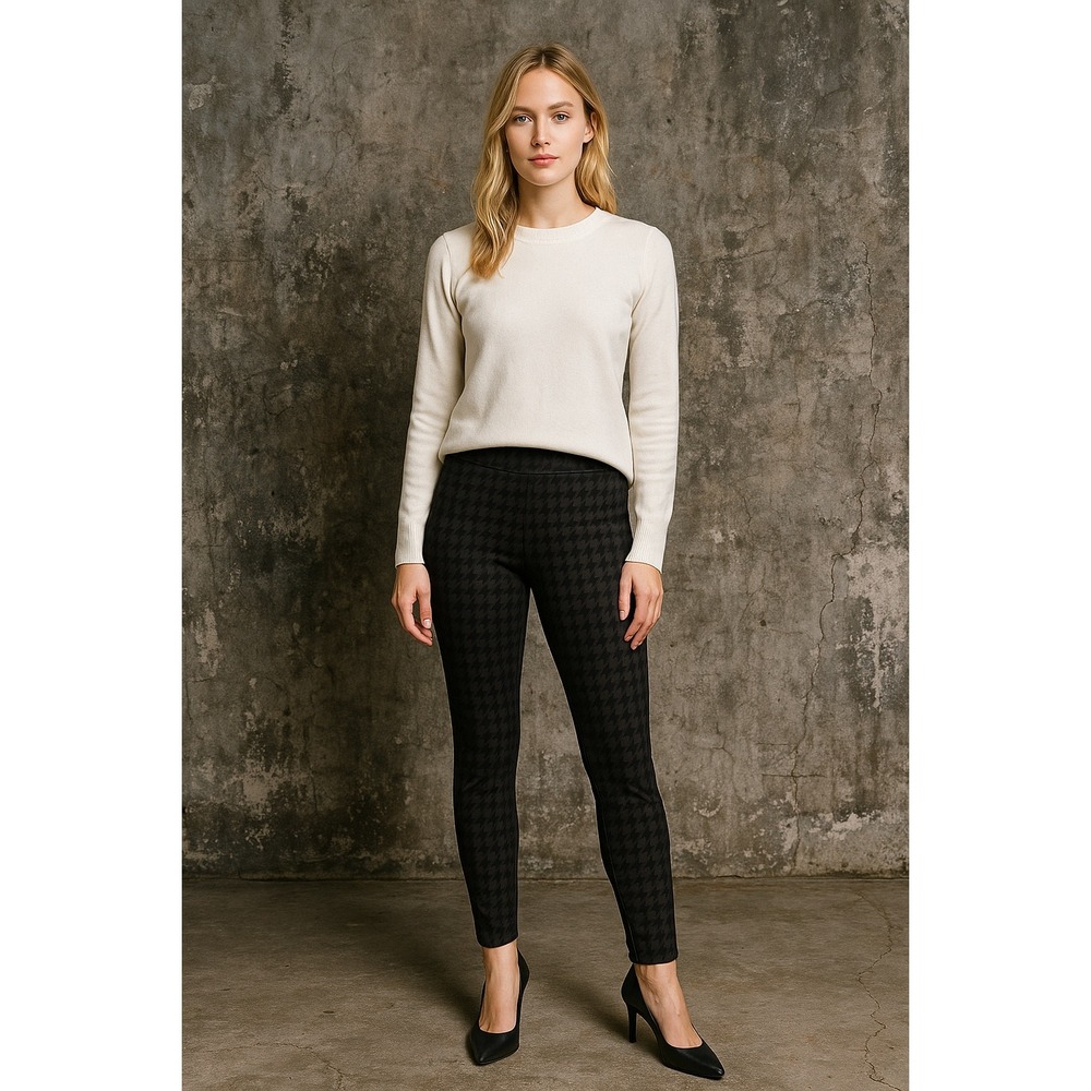 Sanctuary Black Gray Houndstooth Pull-On Skinny Pants Size Small